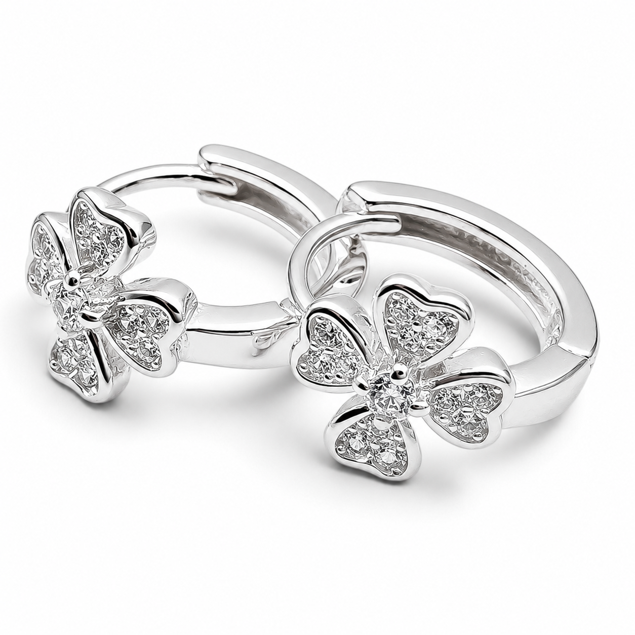 Hugguies Trebol Zirconia Plata Ley 925