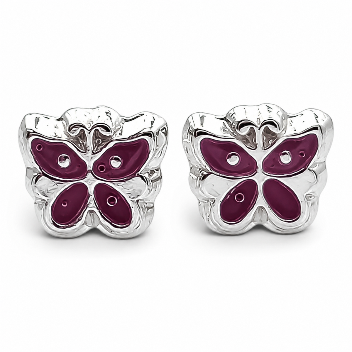 Broquel Mariposa Rosa Plata Ley 925