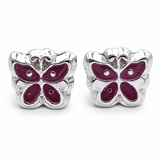 Broquel Mariposa Rosa Plata Ley 925