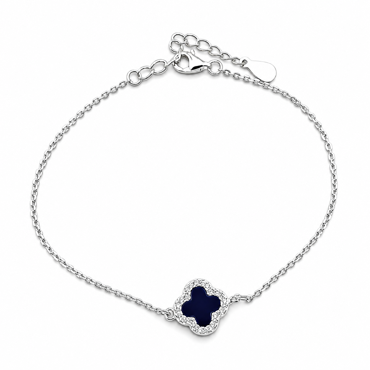 Pulsera Van Azul 1 Trebol Plata Ley 925