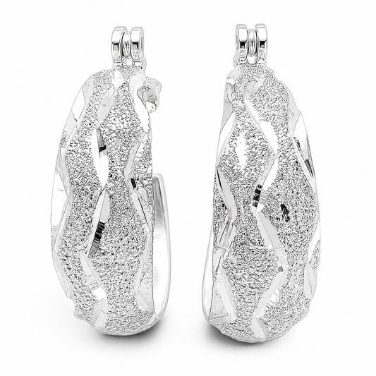 Arracada Linea Diamantada Plata Ley 925