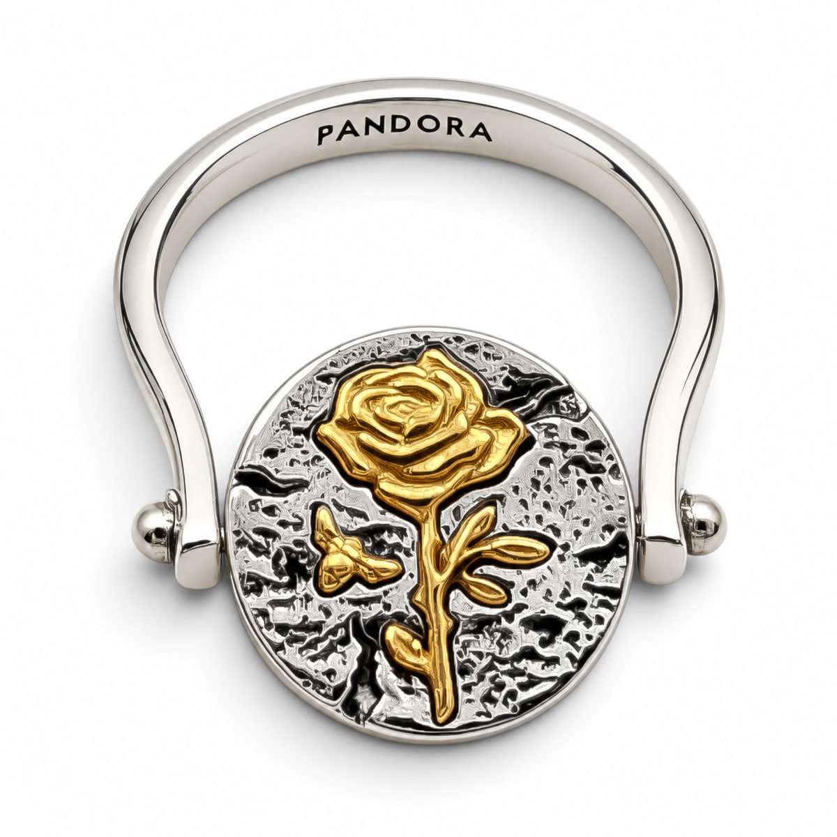 Anillo Movible Rosa Dorado Pan Plata Ley 925
