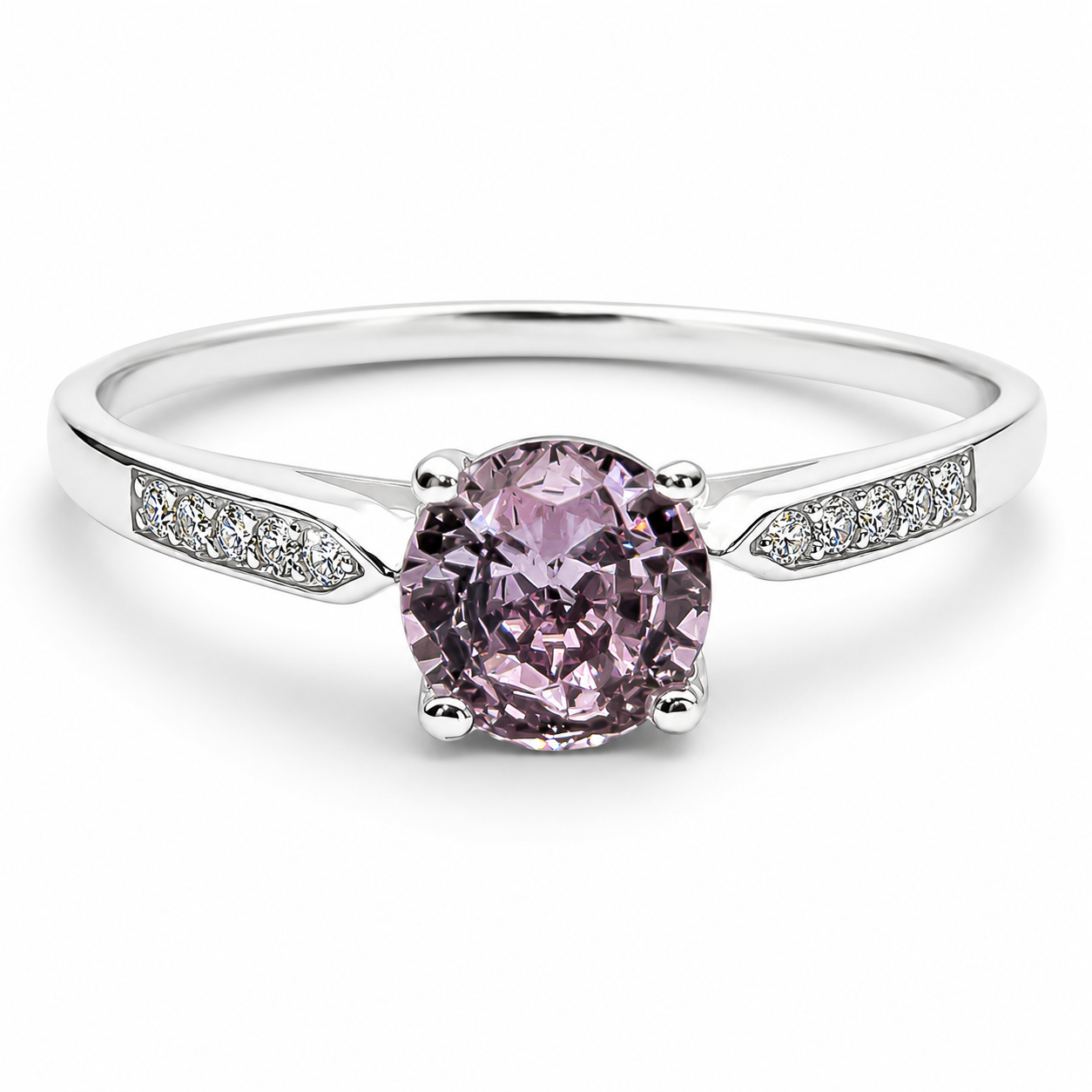 Anillo Promesa Lila Plata Ley 925