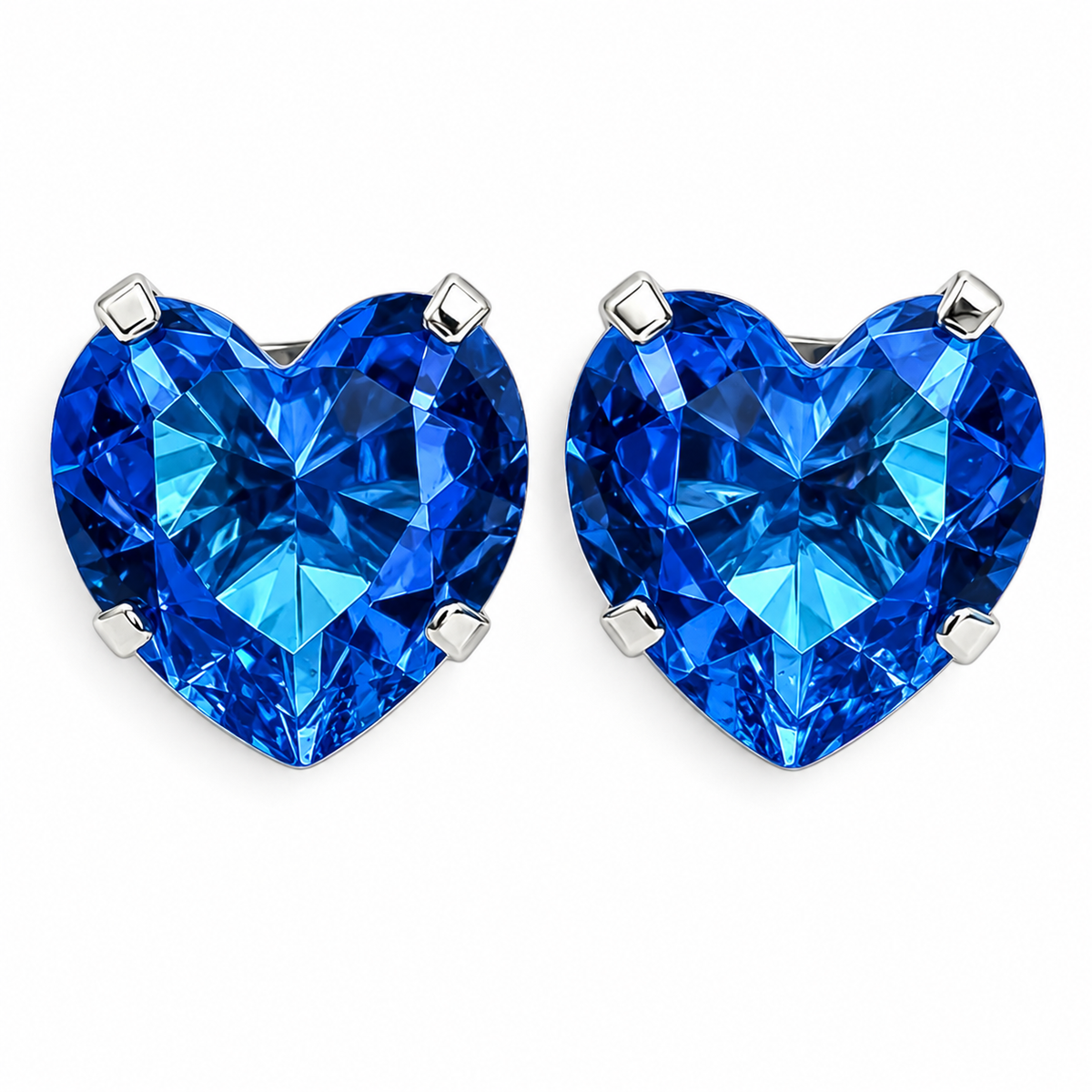 Arete Corazon Aqua #8 Plata Ley 925