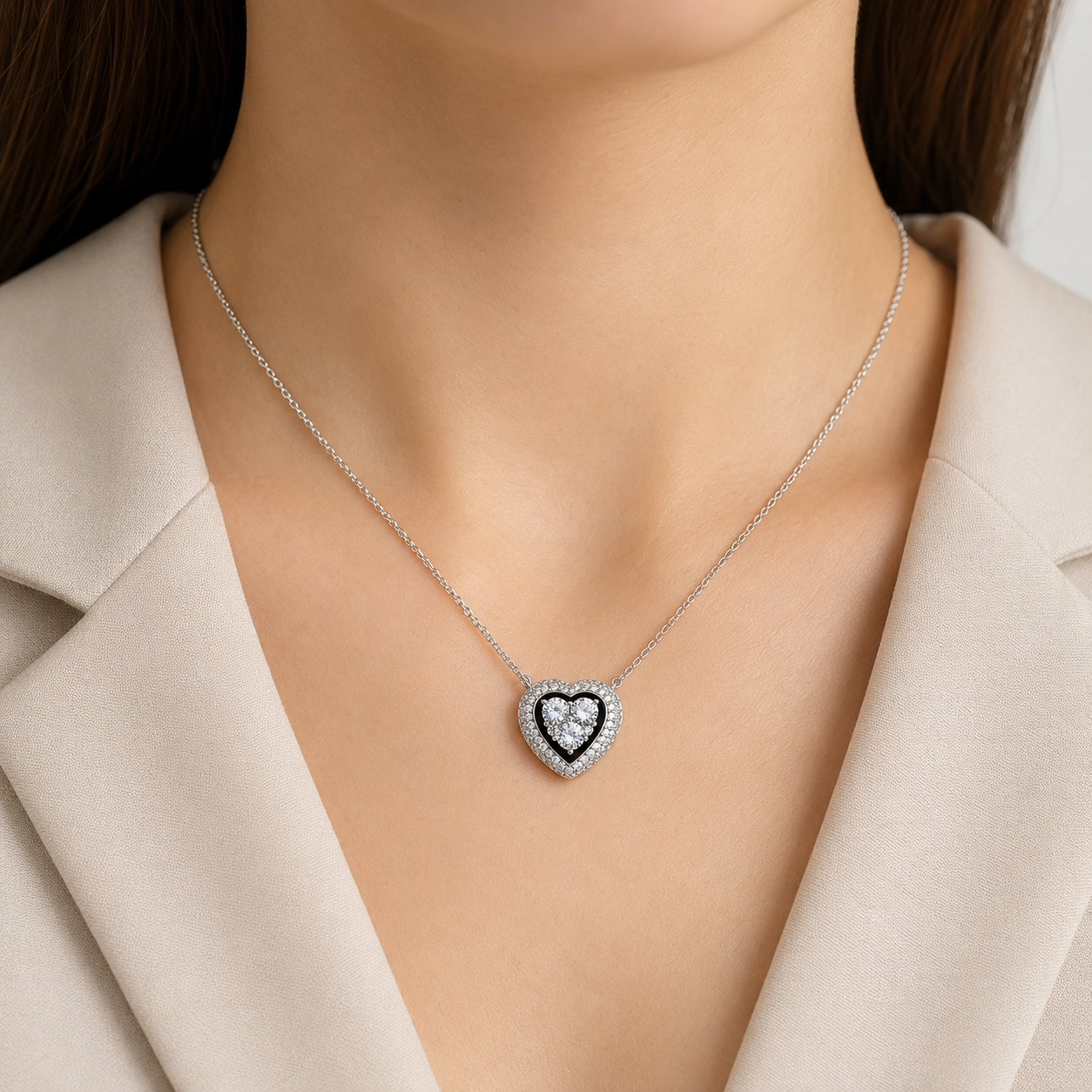 Collar Corazon Plata Ley 925