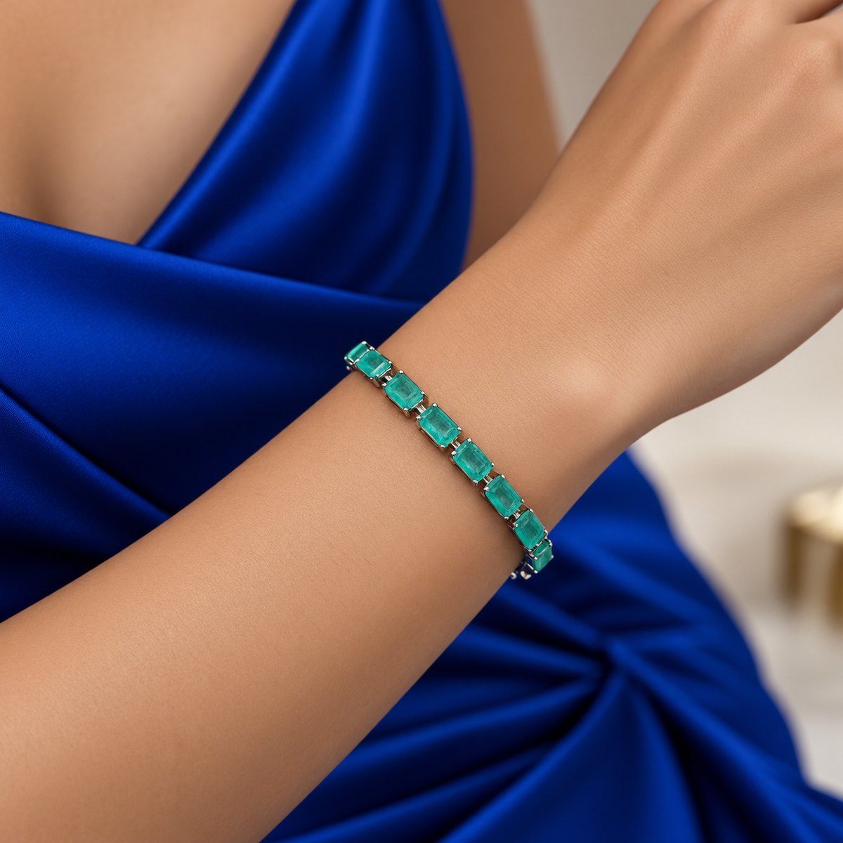 Pulsera Aqua Rectangulo Turmalina Plata Ley 925