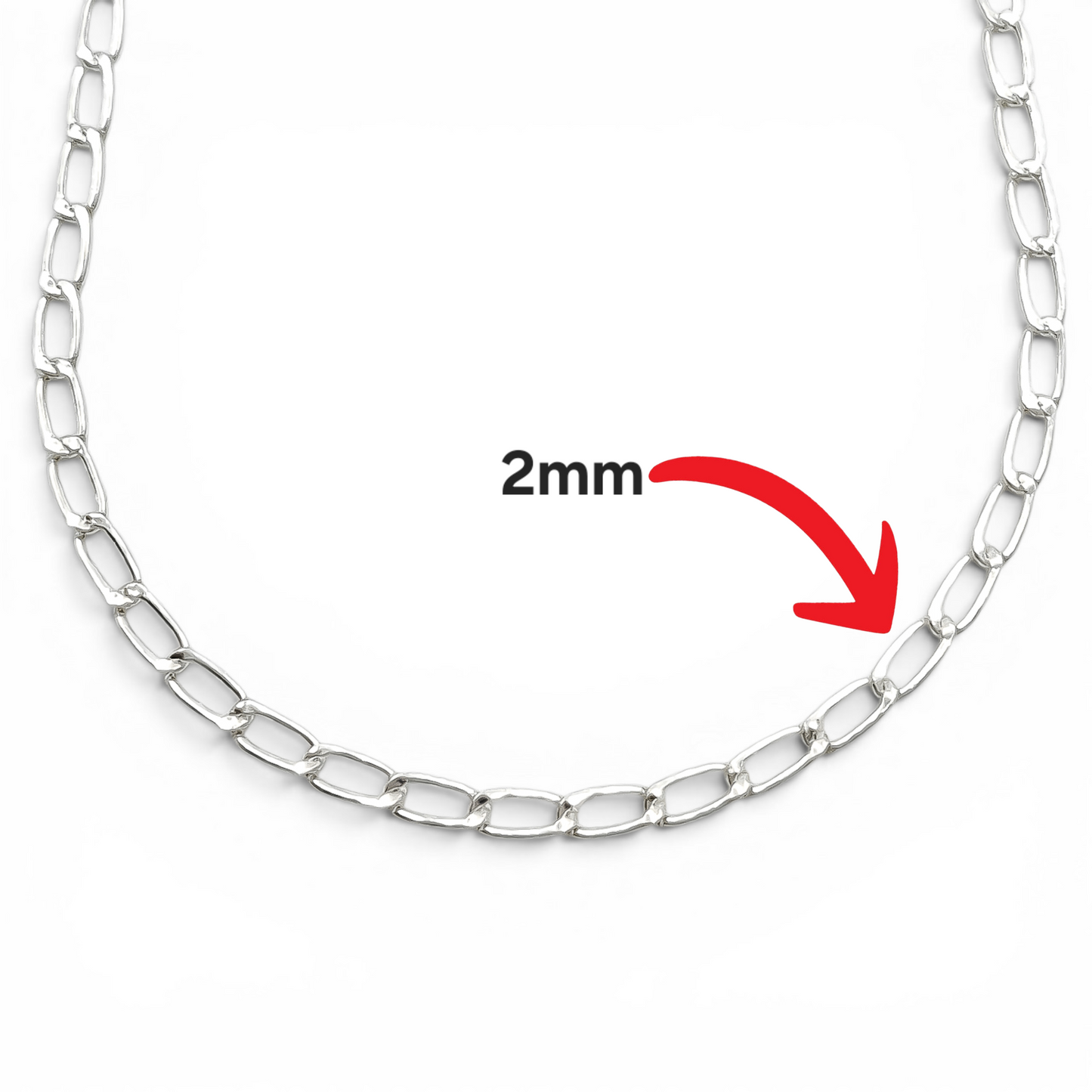 Cadena Eslabon 2mm Plata Ley 925
