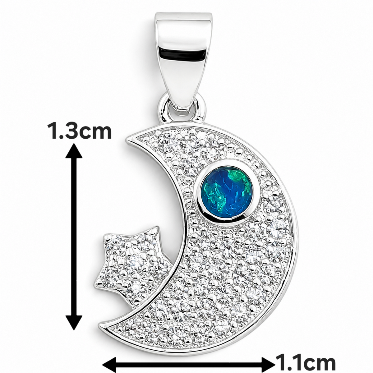 Dije Luna Opalo Azul Plata Ley 925