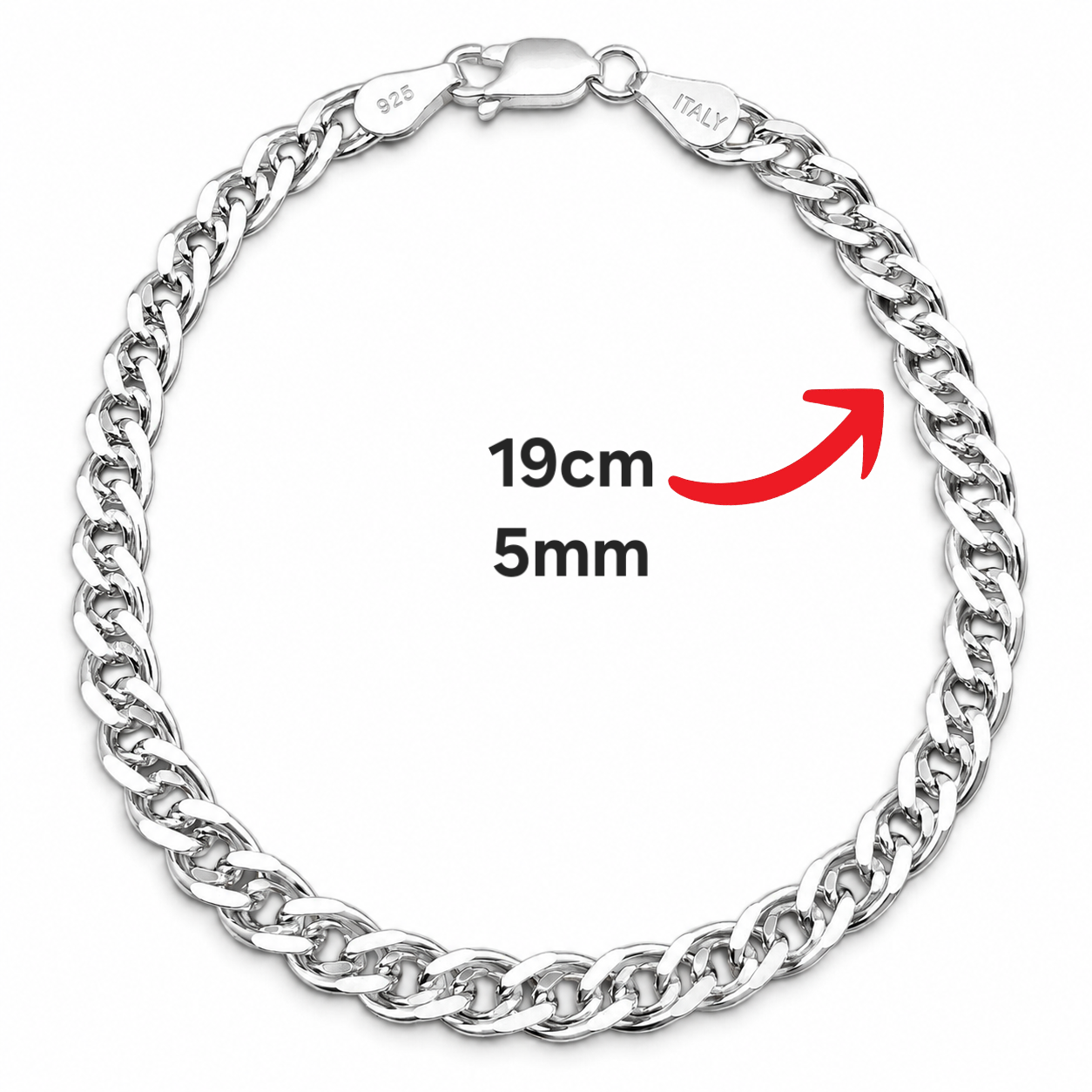 Pulso 5mm Plata Ley 925