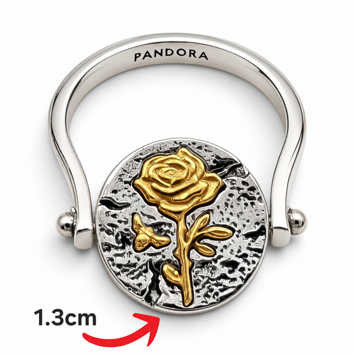 Anillo Movible Rosa Dorado Pan Plata Ley 925