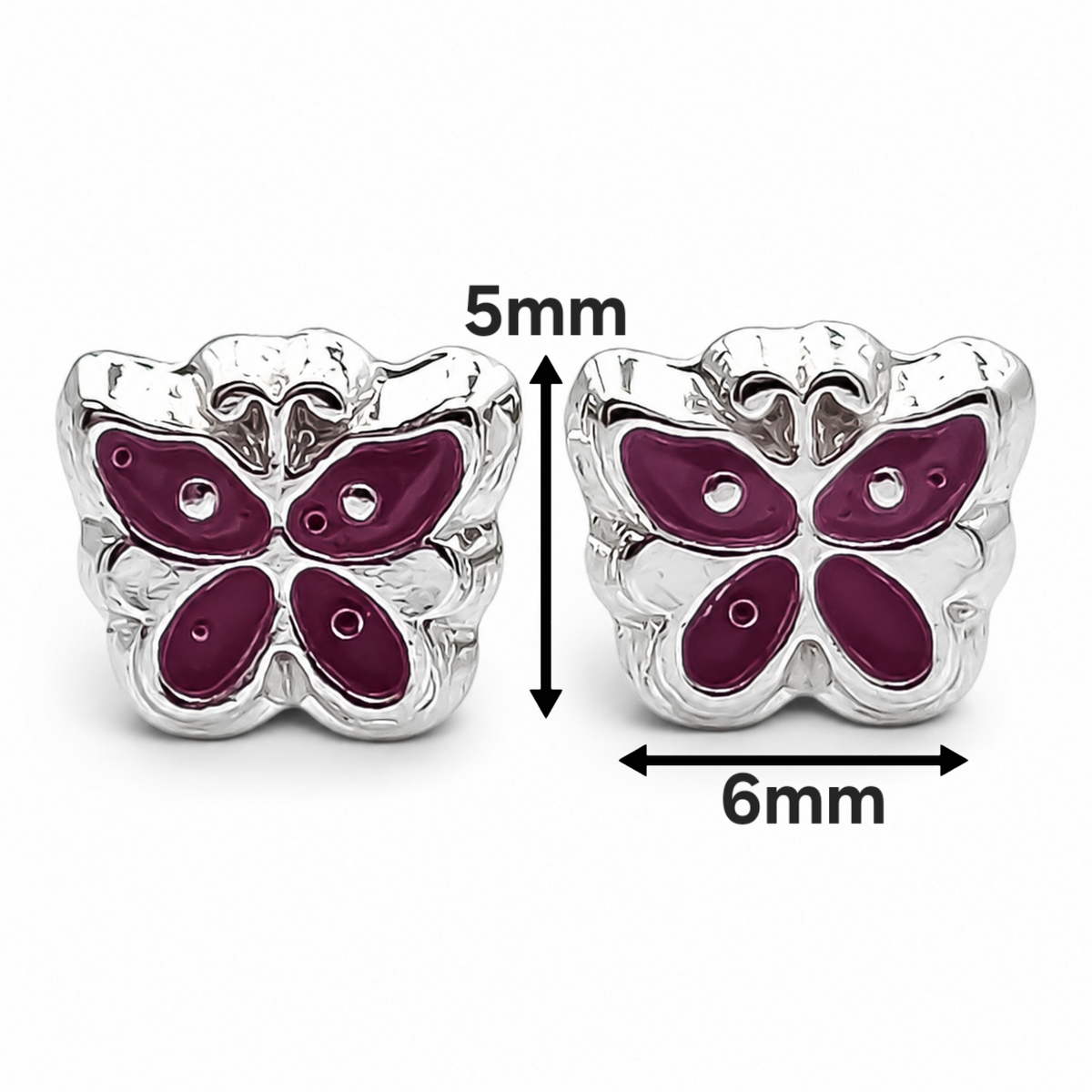 Broquel Mariposa Rosa Plata Ley 925