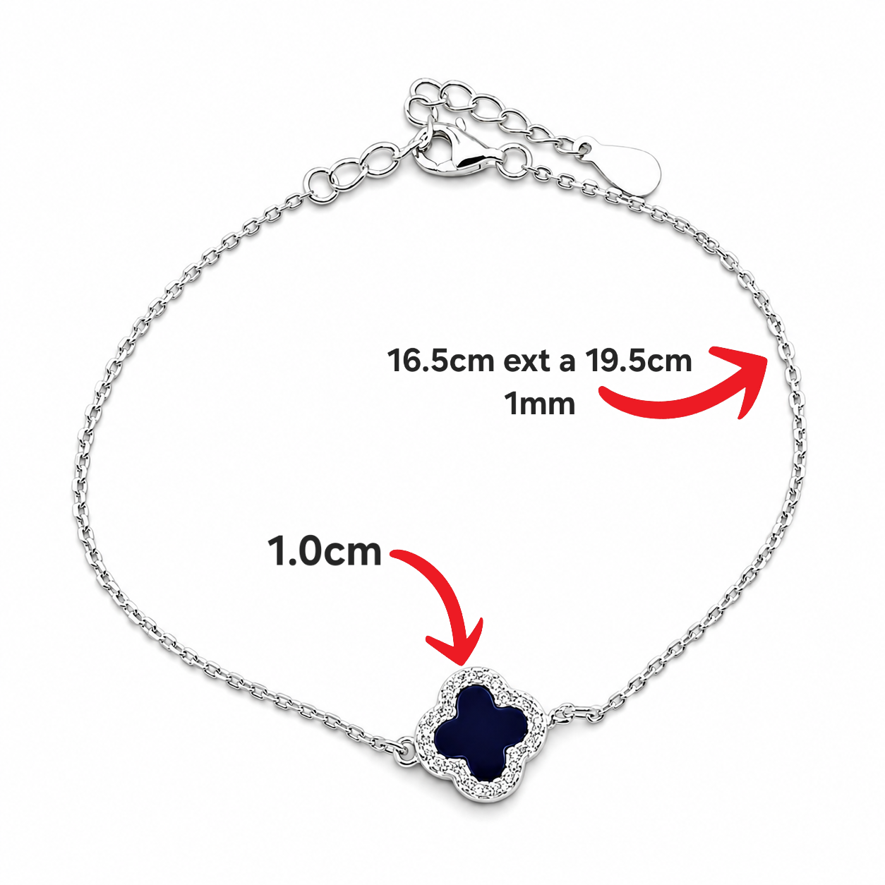 Pulsera Van Azul 1 Trebol Plata Ley 925