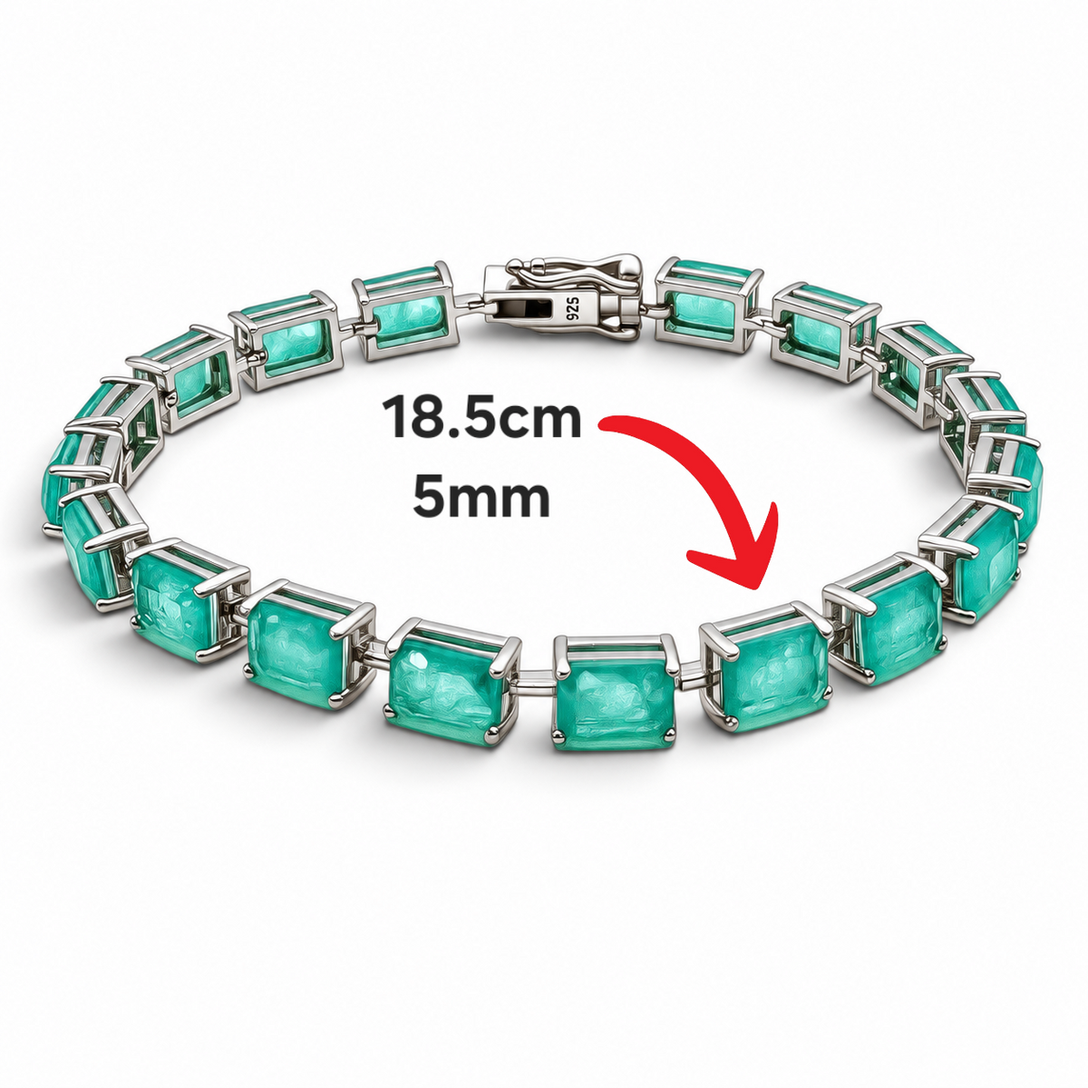 Pulsera Aqua Rectangulo Turmalina Plata Ley 925