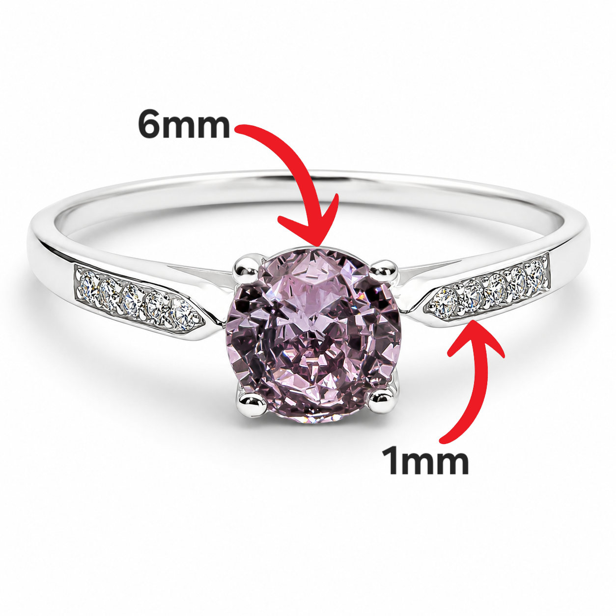 Anillo Promesa Lila Plata Ley 925