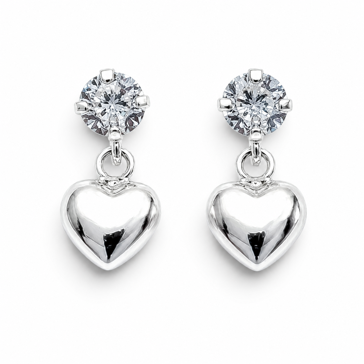 Broquel Corazon Liso Plata Ley 925