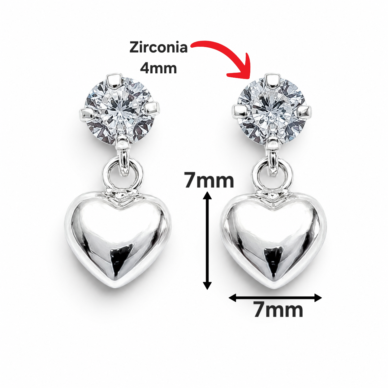 Broquel Corazon Liso Plata Ley 925