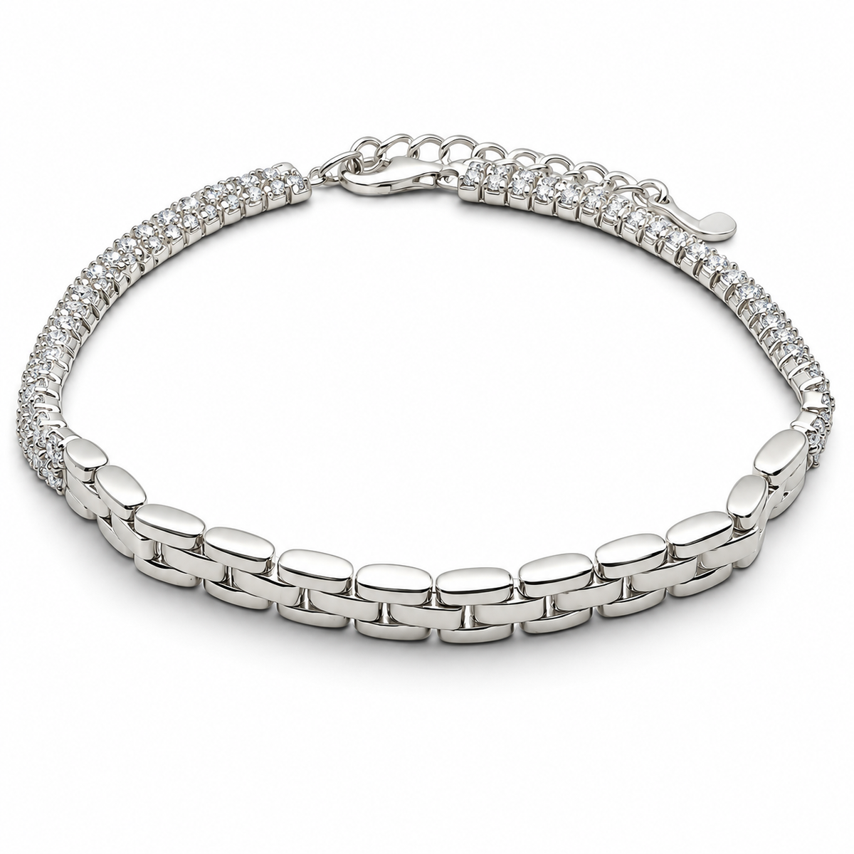 Pulsera Corona Zirconia Plata Ley 925