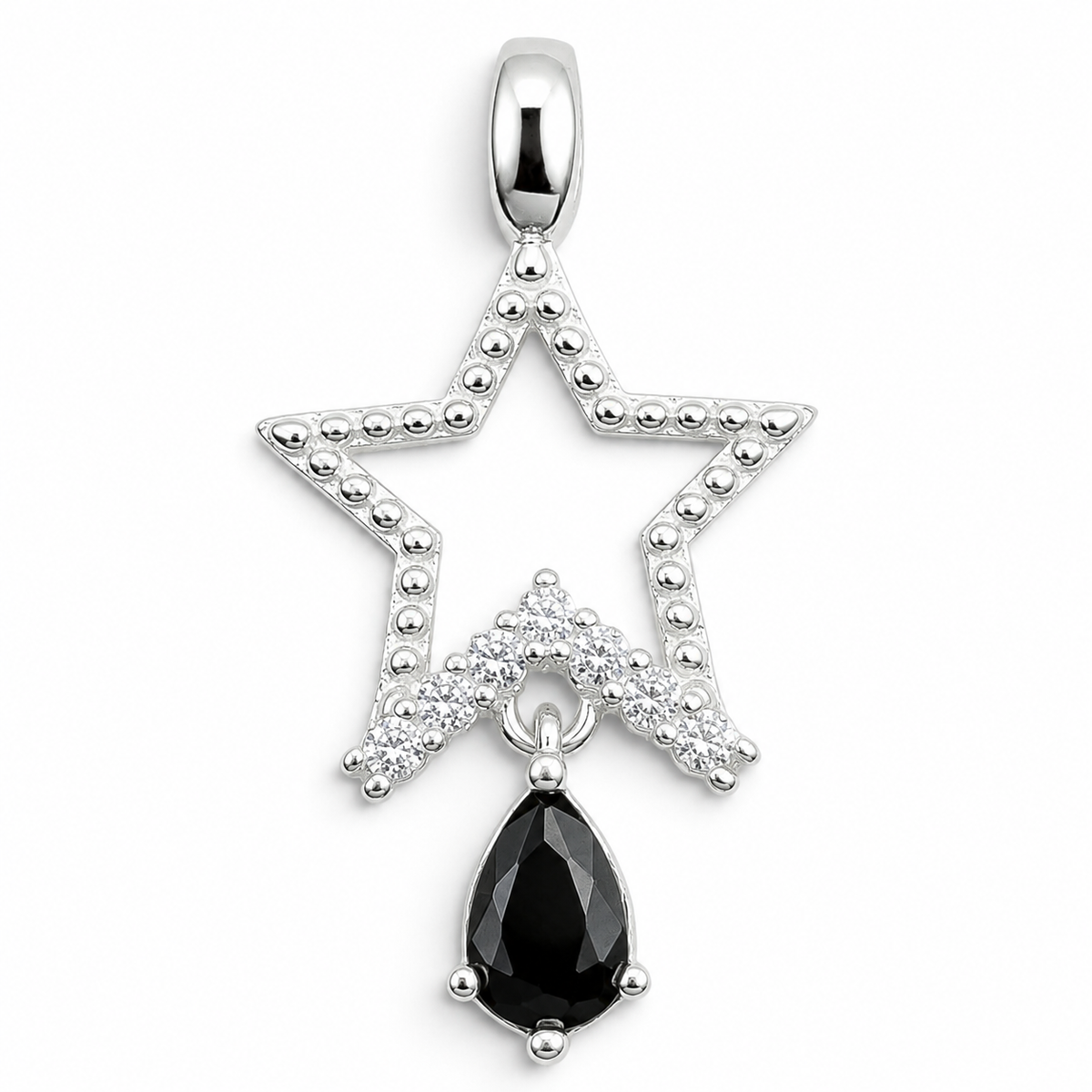 Dije Estrella Negra Plata Ley 925
