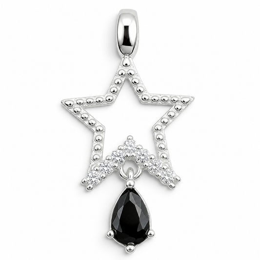 Dije Estrella Negra Plata Ley 925