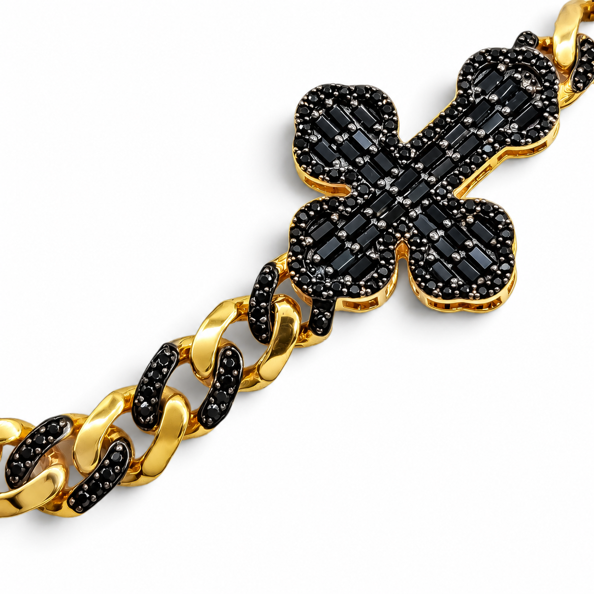 Pulso Cruz Mona Negro 6mm Plata Ley 925
