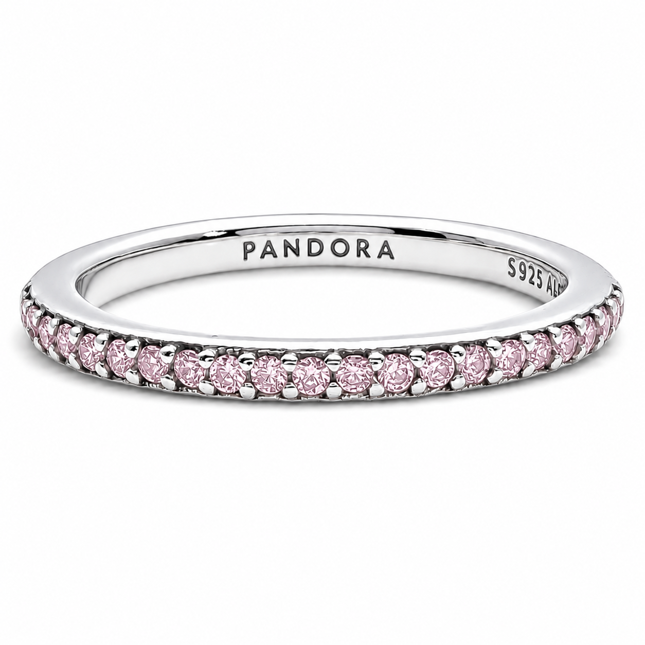 Anillo Zirconia Rosa Pan Plata Ley 925