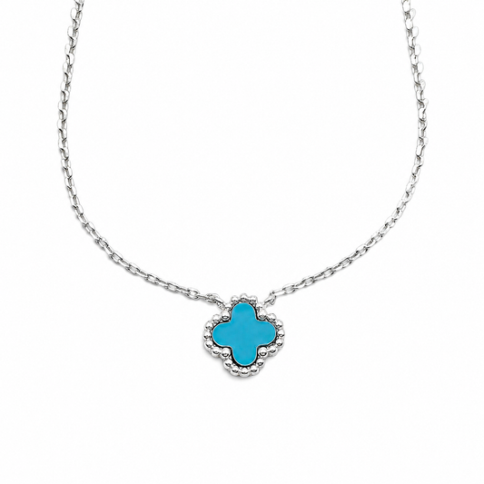 Collar Van Azul 1 Trebol Plata Ley 925