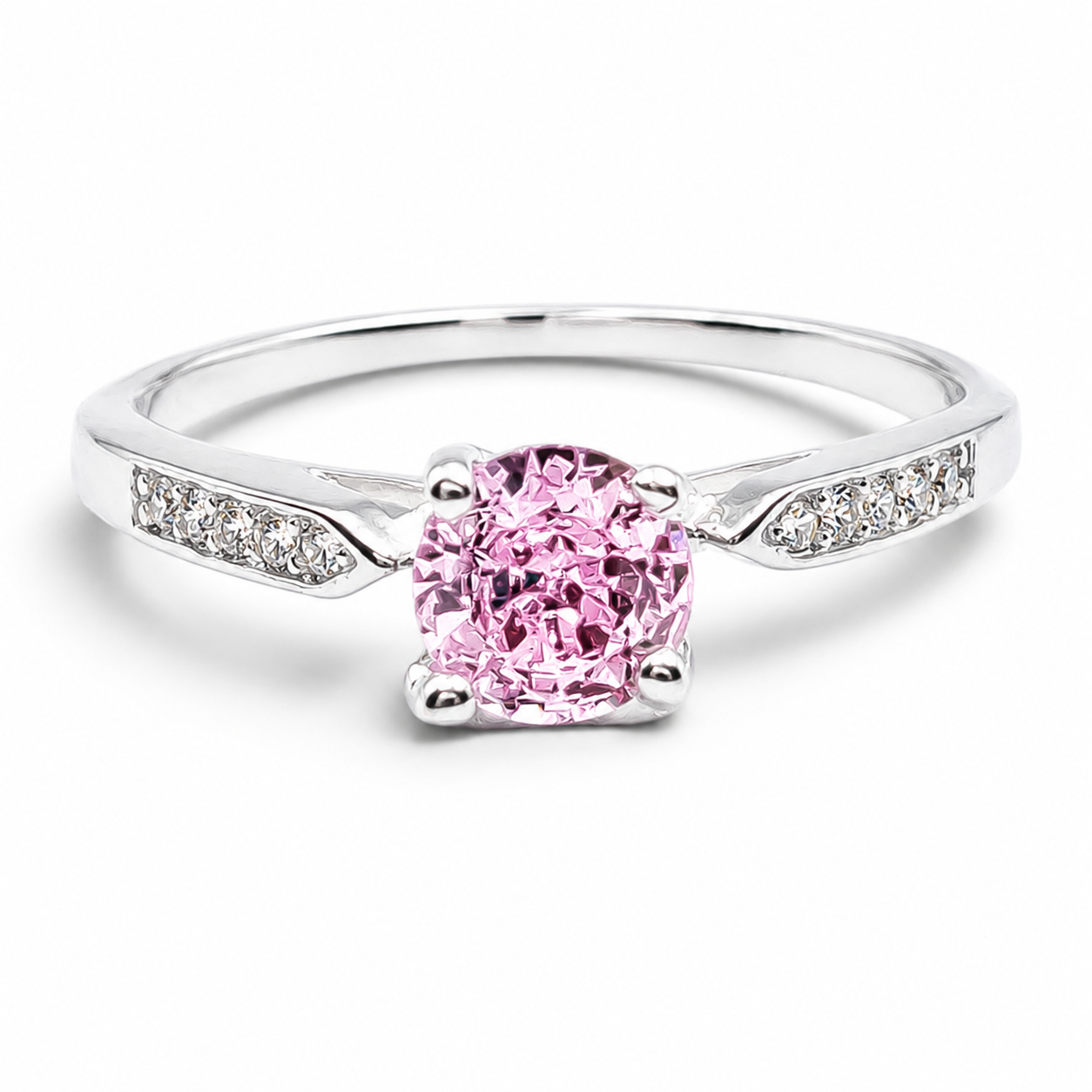 Anillo Promesa Rosa Plata Ley 925