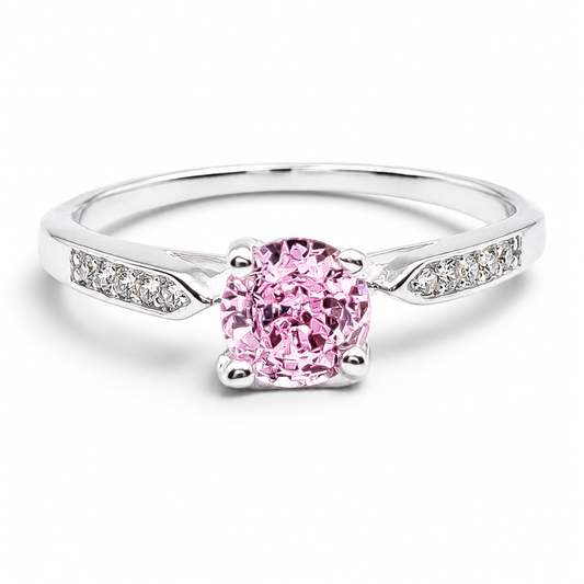 Anillo Promesa Rosa Plata Ley 925