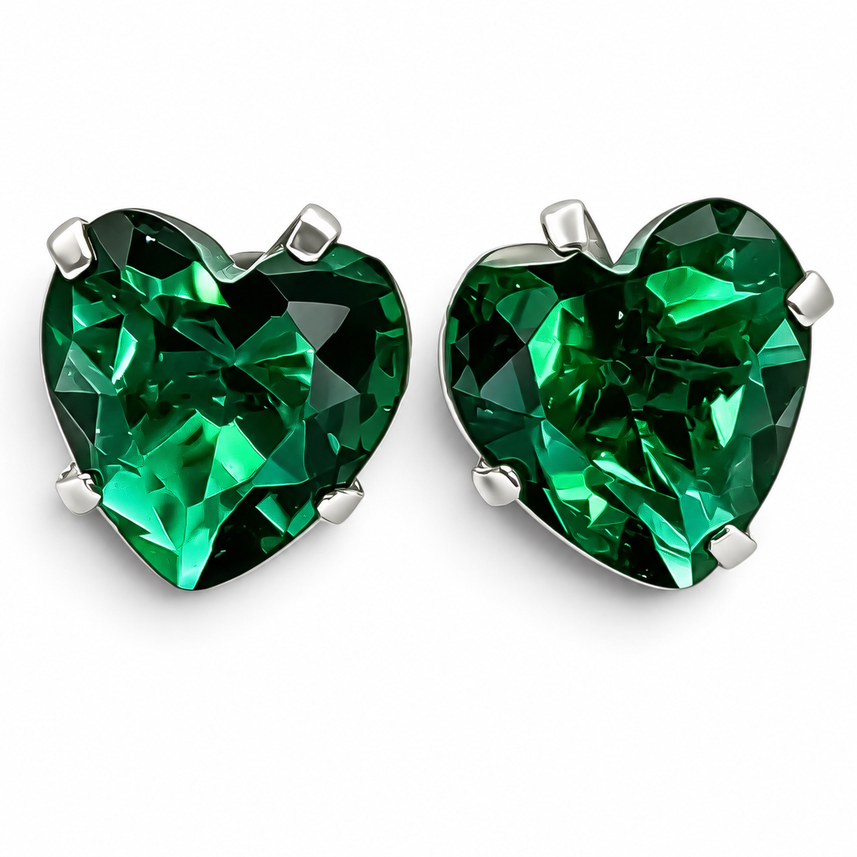Arete Corazon Verde #8 Plata Ley 925