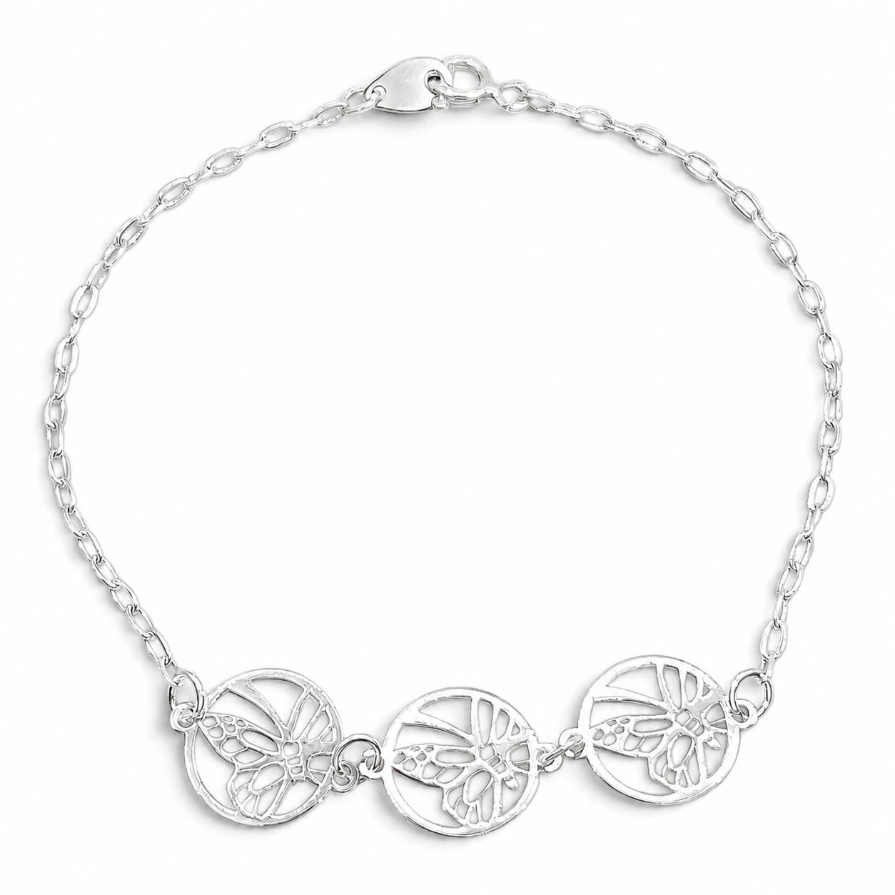 Pulsera Circulo Mariposa Plata Ley 925