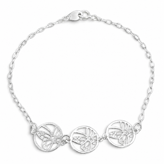 Pulsera Circulo Mariposa Plata Ley 925