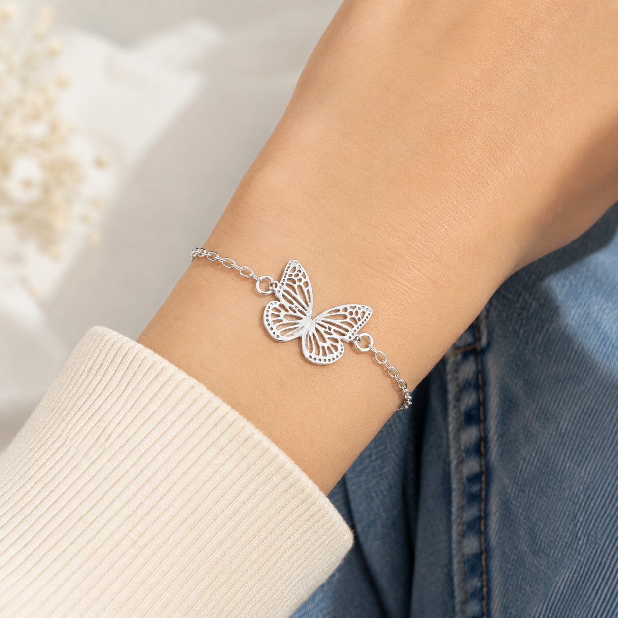 Pulsera Mariposa Plata Ley 925