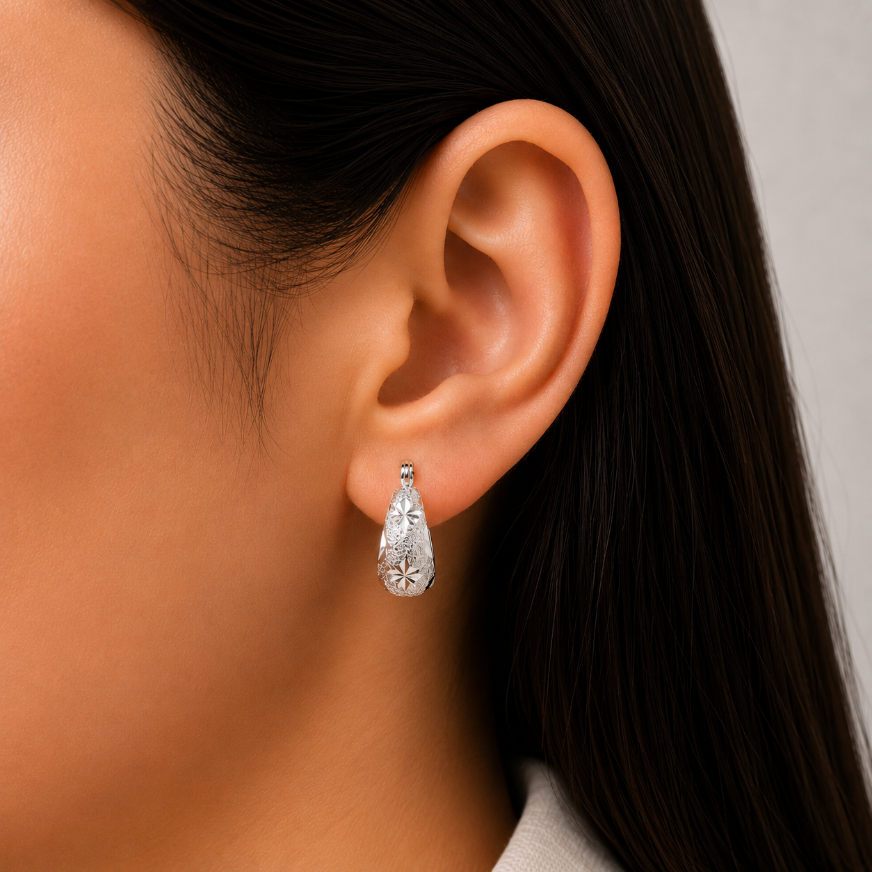 Arracada Florecita Diamantada Plata Ley 925