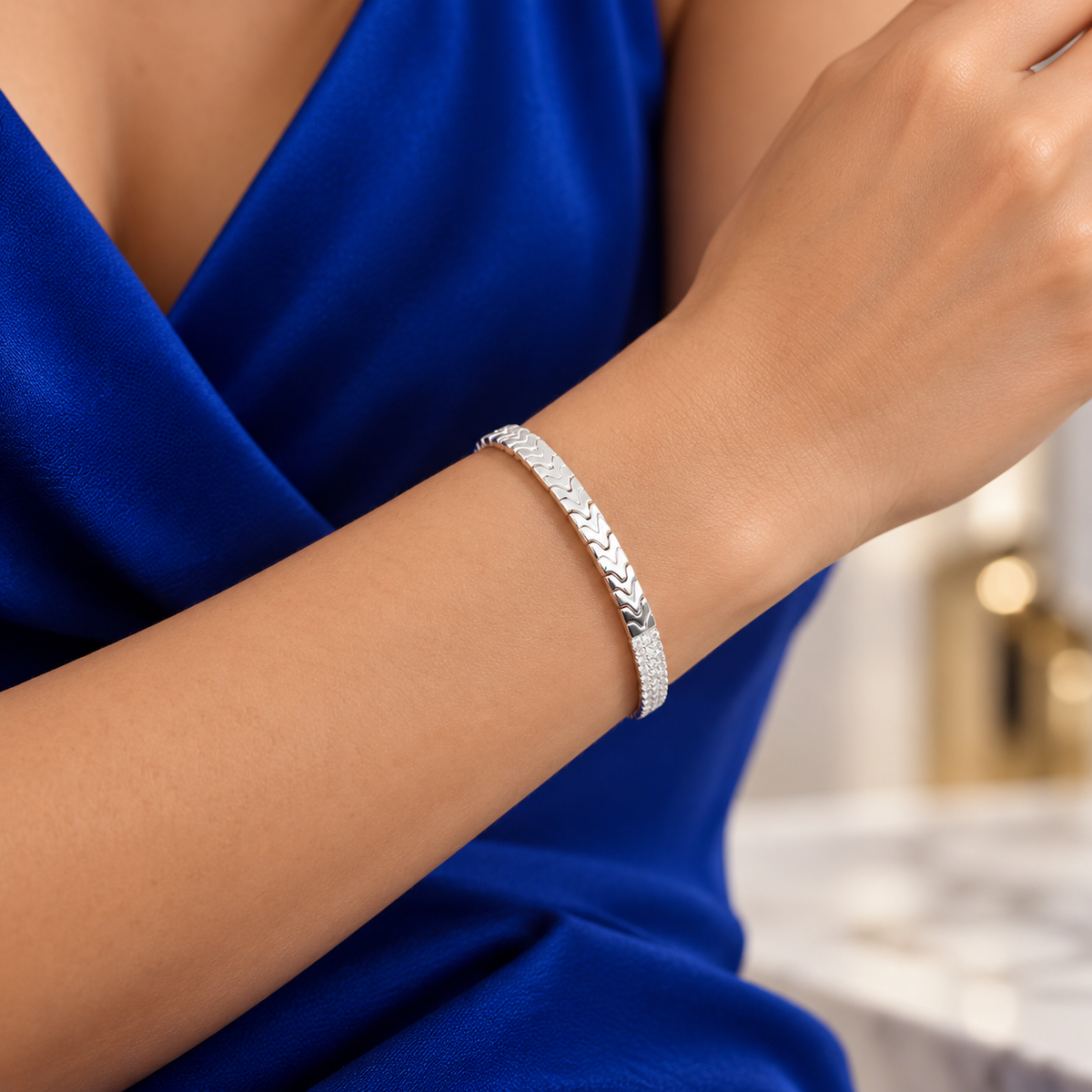 Pulsera Corona Zirconia Plata Ley 925