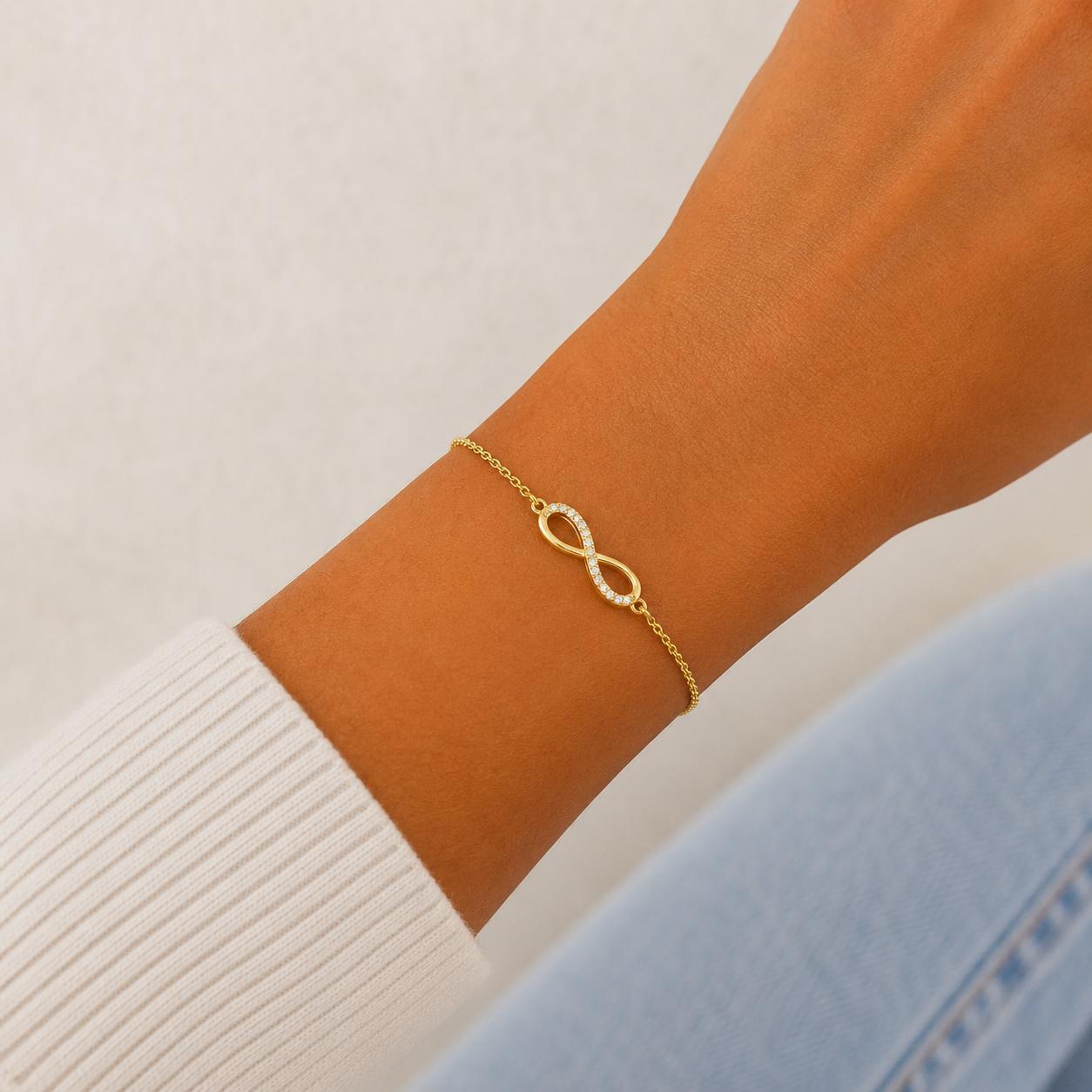 Pulsera Infinito Dorada Plata Ley 925