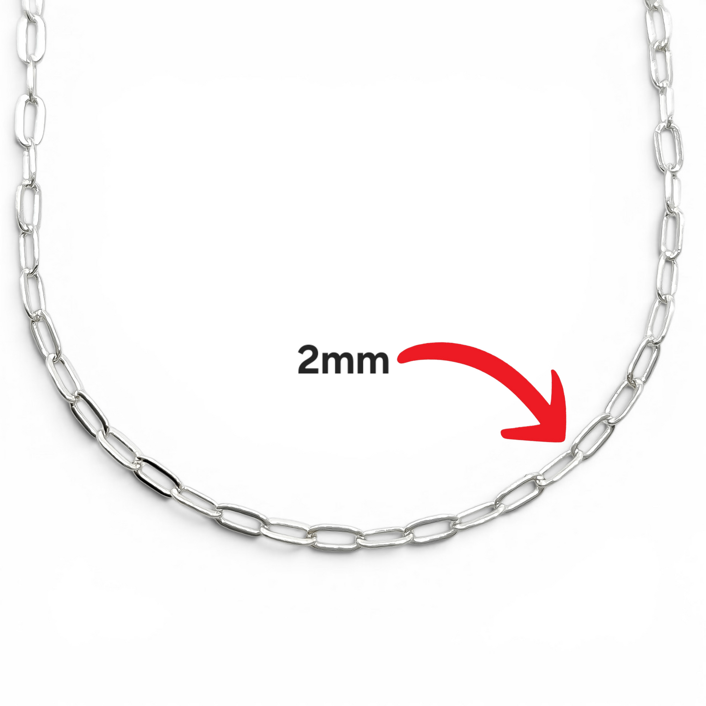 Cadena Clip 2mm Plata Ley 925