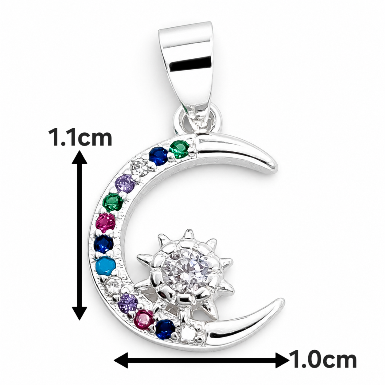 Dije Luna Zirconia Colores Plata Ley 925