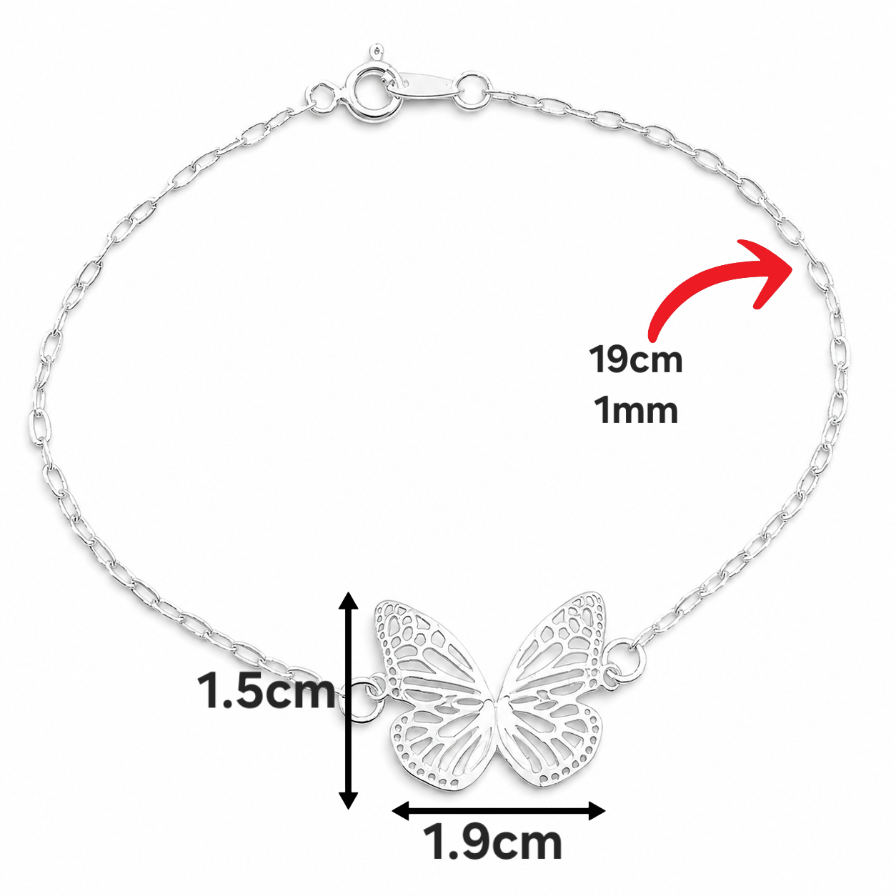 Pulsera Mariposa Plata Ley 925