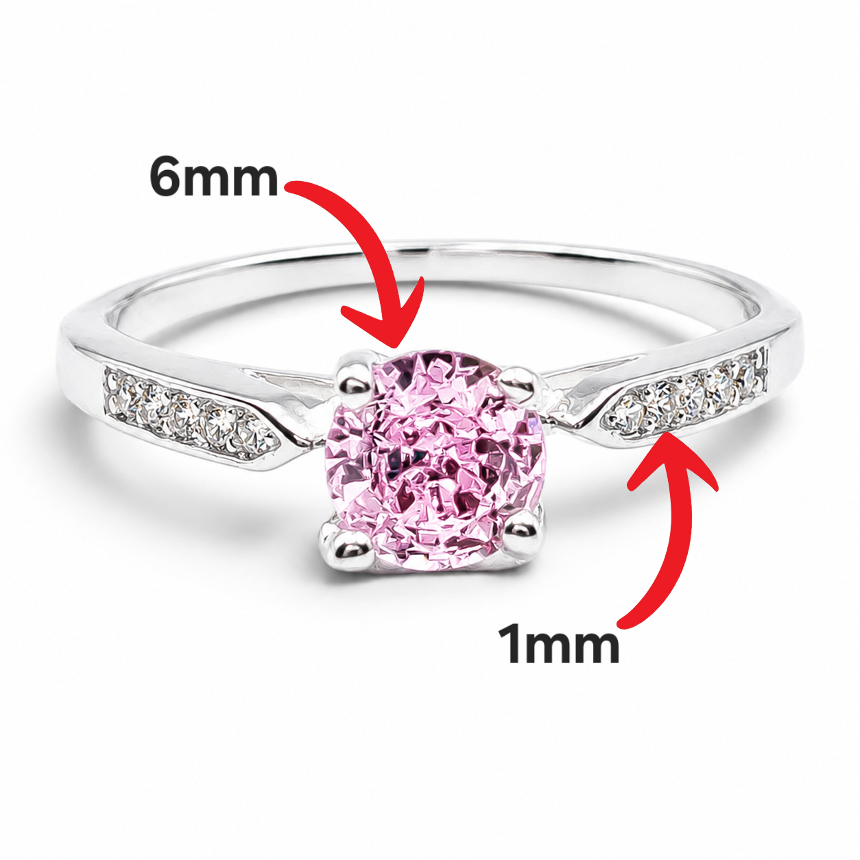 Anillo Promesa Rosa Plata Ley 925