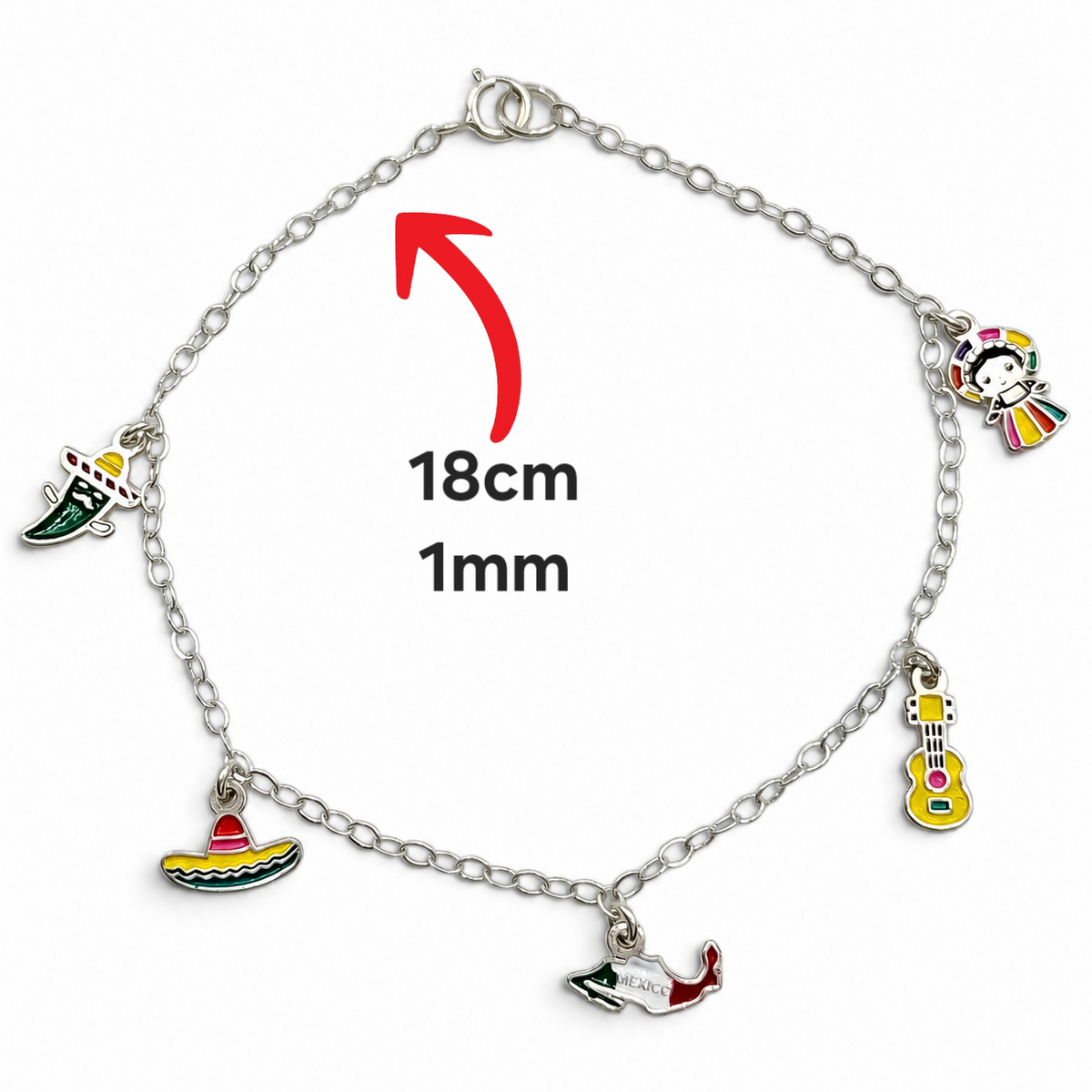 Pulsera Mexicana Colgantes Plata Ley 925