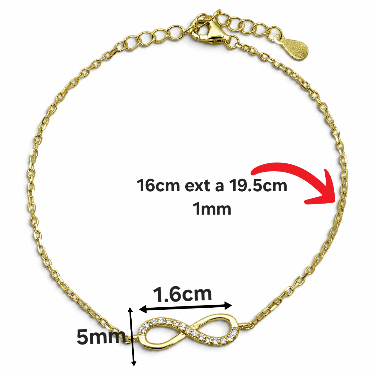 Pulsera Infinito Dorada Plata Ley 925