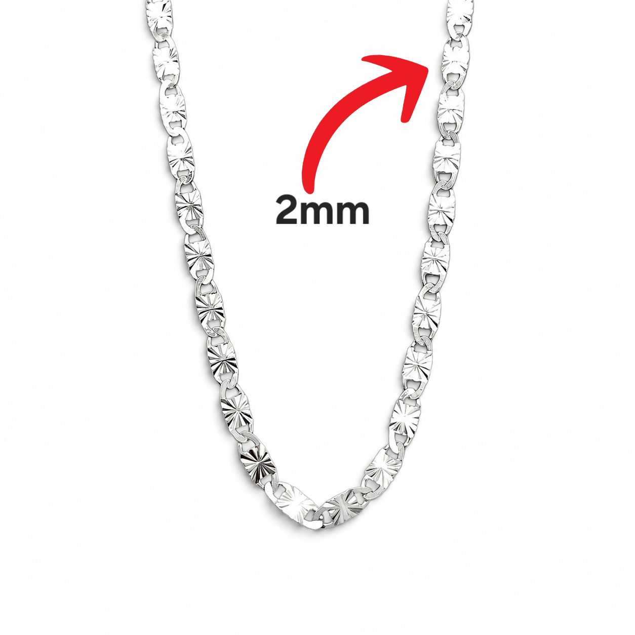 Cadena Planchada Diamantada 2mm Plata Ley 925