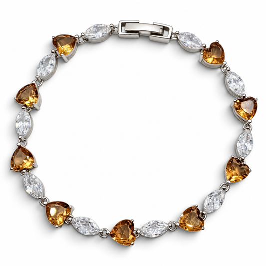 Pulsera Corazones Semilla Zultanita Plata Ley 925