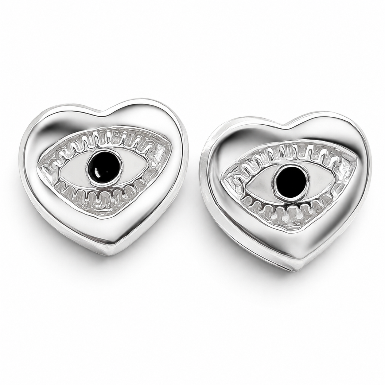 Broquel Corazon Ojo Negro Plata Ley 925