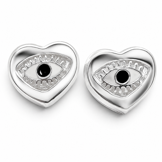 Broquel Corazon Ojo Negro Plata Ley 925