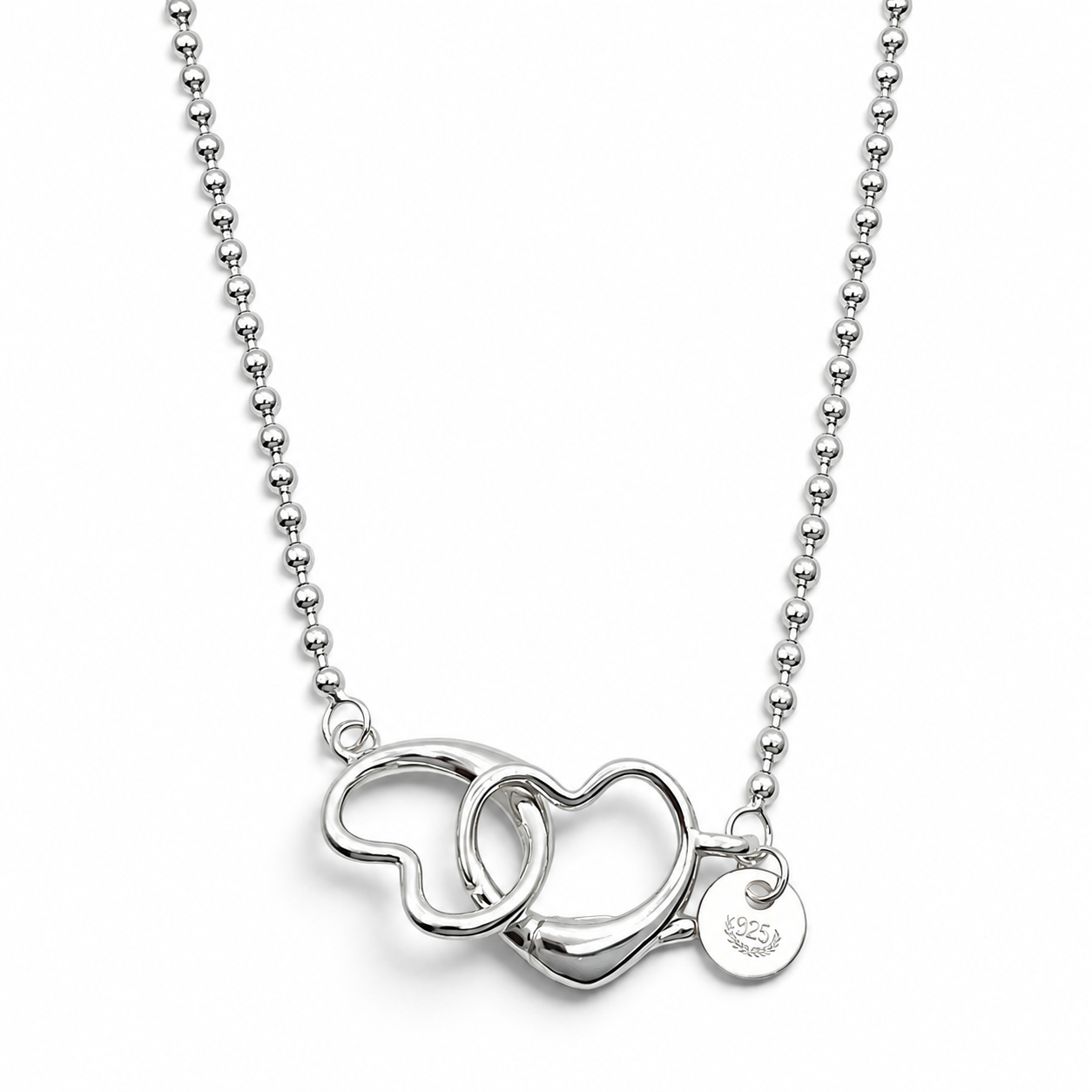 Cadena Bolita Corazon 1mm Plata Ley 925