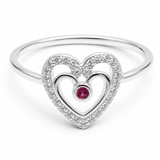 Anillo Corazon Fiusha Plata Ley 925