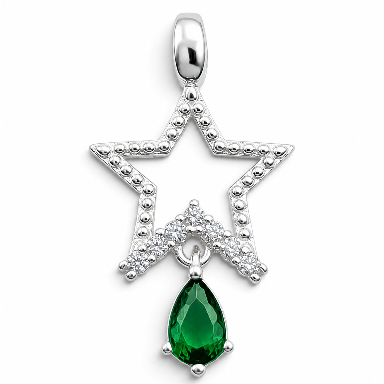 Dije Estrella Verde Plata Ley 925