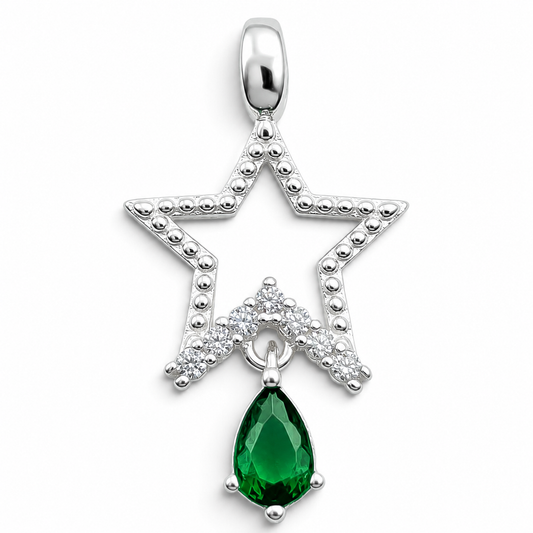 Dije Estrella Verde Plata Ley 925