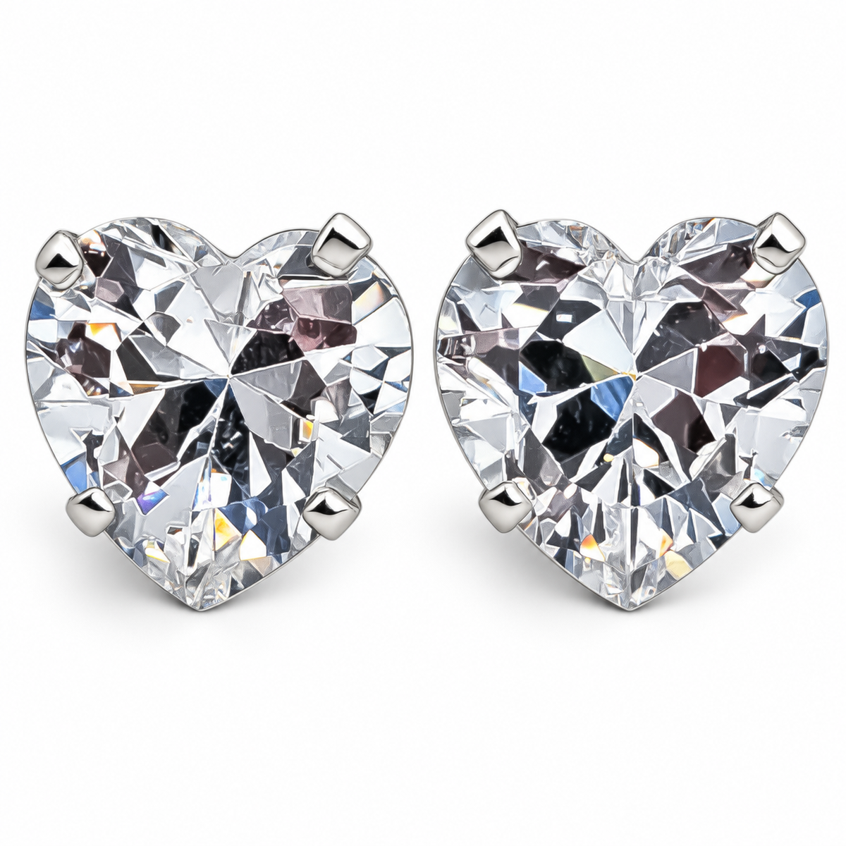 Arete Corazon Blanco #8 Plata Ley 925